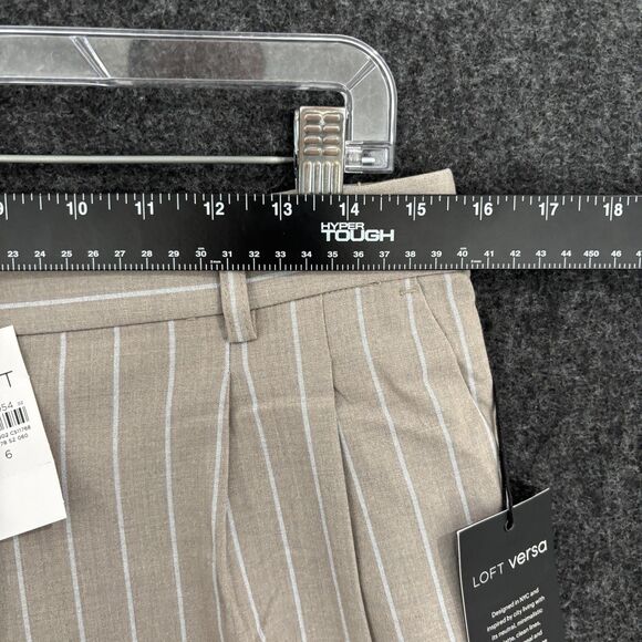 Loft Versa Pants Women's 6 Taupe White Pinstripe Seasonless Stretch Pleated - Picture 9 of 13